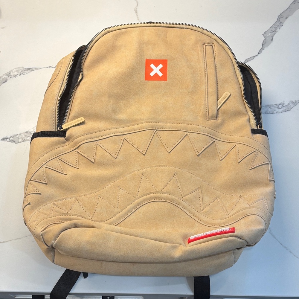 Sprayground Limited Edition Tan Backpack with Zigzag Pattern